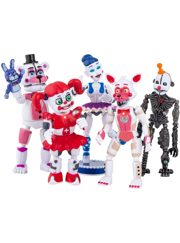 MATECam New Inspired 5PCS/Set FNAF Sister Location Figures FigFuntime Freddy, Circus Baby, Enard, Belora, Funtime Foxy Horror Doll Lightening Action Figures Toys