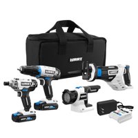 HART 20-Volt 5-Tool Bundle with Drill, Impact, Reciprocating saw, Circular Saw and LED Light (2) 1.5Ah Lithium-Ion Battery
