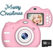 Kids Toys Camera for 3-6 Year Old Girls Boys, Compact Cameras for Children, Best Gift for 5-10 Year Old Boy Girl 8MP HD Video Camera Creative Gifts, Pink(32GB Memory Card Included), I5480