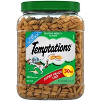 TEMPTATIONS Classic, Crunchy and Soft Cat Treats, Seafood Medley Flavor, 30 oz. Tub (Various Sizes)