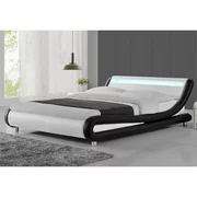 Kingway Furniture Keynsham Contemporary/Modern Upholstered Platform Bed, Queen, Black/White