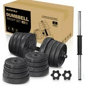 66LB Adjustable Dumbbell Weight Sets Solid Fitness Dumbbell Set for Home Gym Exercise Training-16pcs weight plates 2 extension bars and 4 nuts