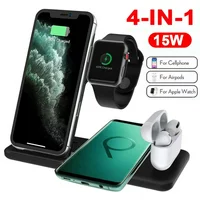 15W Qi Wireless Charger Pad Phone Charger 4 IN 1/ 3 IN 1 USB Fast Charging Dock Station for Airpods Apple Watch Iphone X XS XR 8 Plus 8 Samsung S10 S9 S8 S7 Note 9 8 5 Huawei P30 P20