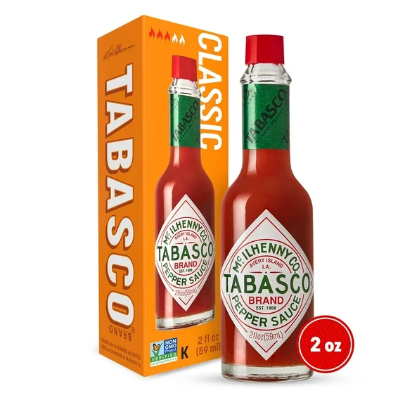 Tabasco Original Red Pepper Sauce, 2 oz, Regular Glass Hot Sauce Bottle, Gluten Free
