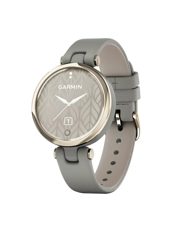 Garmin Lily Classic Edition Smartwatch (Cream Gold Bezel with Braloba Gray Case and Italian Leather Band), 010-02384-A2