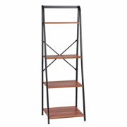 Insma Industrial Wooden 4 Tier Ladder Bookcase Ladder Shelf Bookshelves and Bookcases Shelving Open Ladder For Storage Unit Display, Rustic Brown