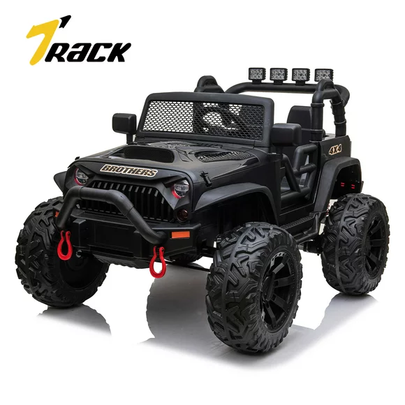 Track 7 12V Kids Ride on Truck,12V Battery Powered Electric Car for Boys Girls,Remote Control,Music,Lights,Kids Ride on Car Toy Vehicle,Black