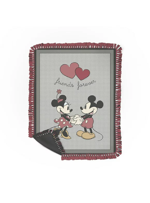 Springs Creative Red, Black Mickey Mouse Minnie Mouse Polyester Throw, 55" x 43"