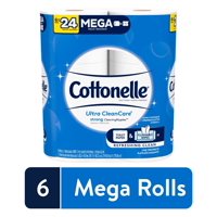 Cottonelle Ultra CleanCare Strong Toilet Paper, 6 Mega Rolls, Bath Tissue (6 Mega Rolls = 24 Regular Rolls)