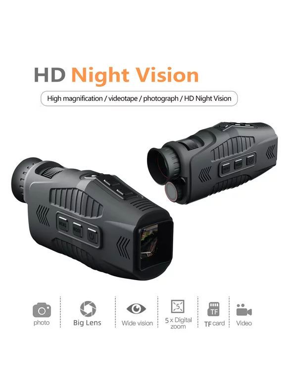 Josen Monocular Night Vision for Day Night Use, 5X Digital Zoom 300M Full Dark Viewing Distance Hunting Telescope 1080P Travel Infrared, IR High-Tech Gear for Hunting, Card Reader NOT Included, R11