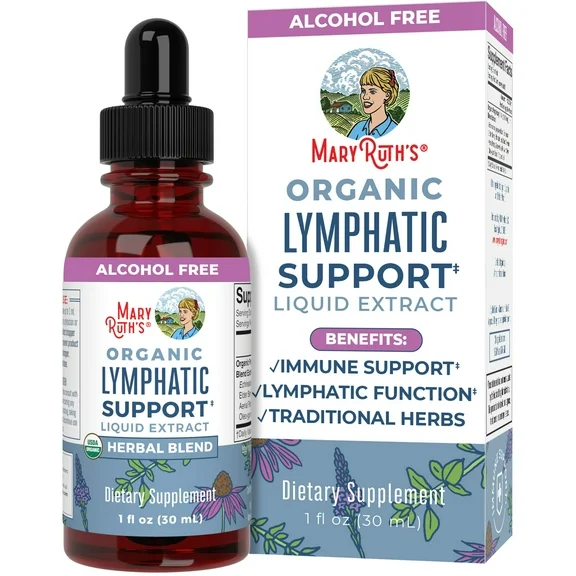 MaryRuth's | USDA Organic Lymphatic Support Liquid Herbal Supplement | Optimum Fluid Levels | Vegan, Non-GMO | 1 fl oz / 30ml | Clean Label Project Verified