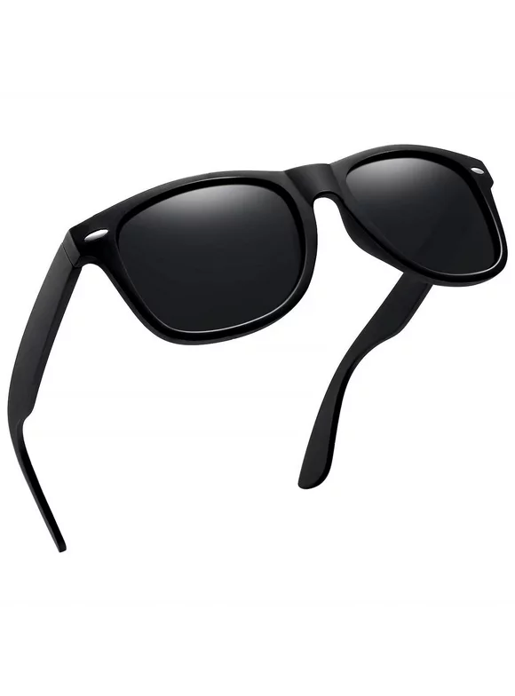 Men's Polarized Sports Sunglasses, Retro Sun Glasses for Men Women Driving Fishing 100% UV Protection(Matte Black)