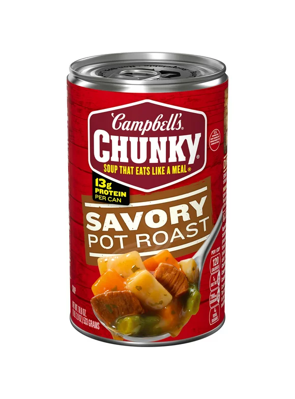 Campbells Chunky Soup, Savory Pot Roast Soup, 18.8 oz Can
