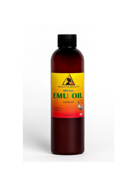 EMU OIL AUSTRALIAN ORGANIC TRIPLE REFINED PREMIUM PRIME FRESH by H&B OILS CENTER 100% PURE 4 OZ