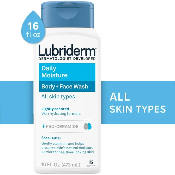 Lubriderm Daily Moisture Body   Face Wash, Light Fragrance, 16 fl. oz