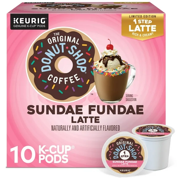 The Original Donut Shop, Sundae Fundae One Step Latte Dark Roast K-Cup Coffee Pods, 24 Count