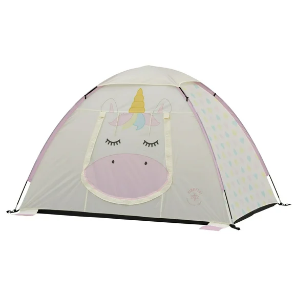 Firefly! Outdoor Gear 72" x 48” x 44" Sparkle the Unicorn 2-Person Kid's Camping Tent - Off-White/Pink