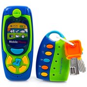 Toysery Cell Phone and Key Toy Set for Kids - Pretend Play Electronic Learning and Education Phone Toys
