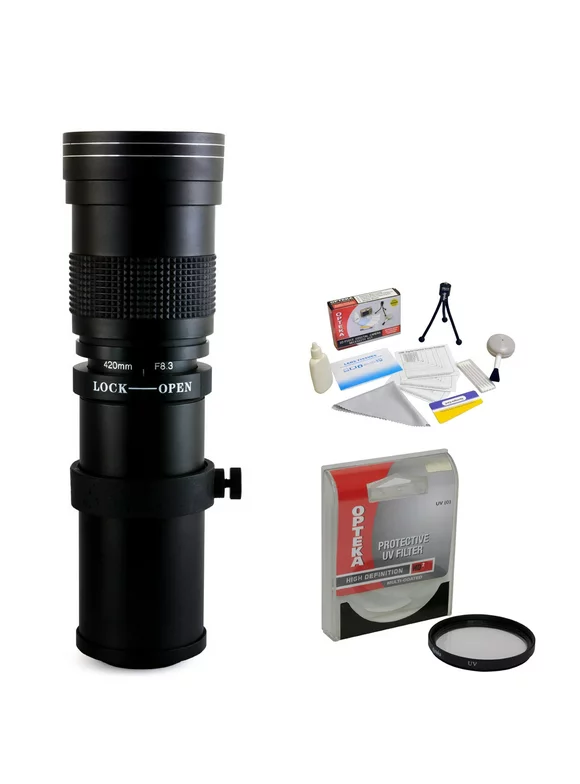 Opteka 420-800mm f/8.3 Telephoto Lens with UV Filter for Nikon D5, D4, D3, Df, D810, D800, D750, D610, D500, D7500, D7200, D7100, D5600, D5500, D5300, D5200, D3400, D3300, D3200 Digital SLR Cameras