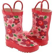 Toddler Little Girls Pink Flower Rain Boots 5-2