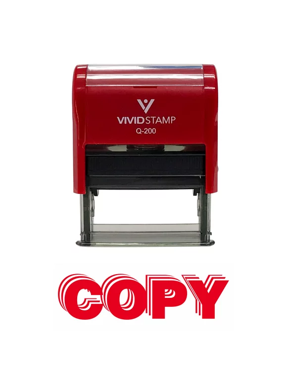 Vivid Stamp:  Copy Self Inking Rubber Stamp - Precision and Convenience - Copy Stacked Design - (Red Ink) -  Medium