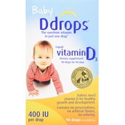 5 Pack Baby Ddrops Liquid Vitamin D3 400 IU Dietary Supplement 90 Drops 2.5ml Ea