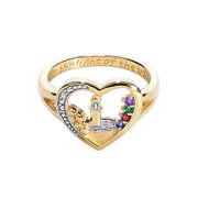 Family Jewelry Personalized Mother's 18K Gold over sterling Lighthouse Birthstone Ring
