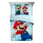 Super Mario Kids Microfiber Bedding Reversible Comforter with Sham, 2-Piece Set, Twin/Full Size