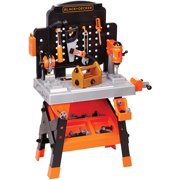 BLACK + DECKER Power Tool Workshop - Play Toy Workbench for Kids with Drill, Miter Saw and Working Flashlight - Build Your Own Tool Box  75 Realistic Toy Tools and Accessories