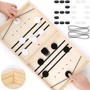 Large Sling Foosball Fast Sling Puck Game, 22 X 12in, Wooden Sling Hockey Board Table Game for Kids and Adults Tabletop Sling Foosball Table Game with 20 Speed Pucks and 4 Ropes