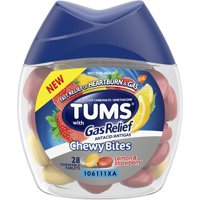 2 Pack Tums with Gas Relief Chewy Bites, Lemon & Strawberry, 28 Chewables Each