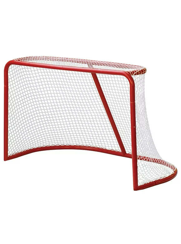 PRISP Steel Street Hockey Net, Ball Hockey Goal in Metal with Netting - Red - 1x Net
