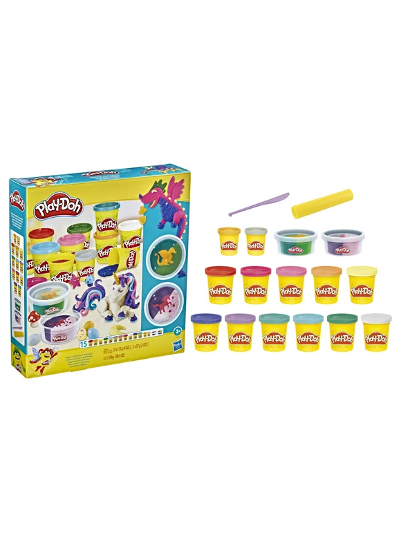 Play-Doh Magical Sparkle Compound Play Dough Set for Boys and Girls - 17 Color (15 Piece), Only at DX Offers Mall