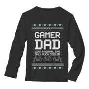 Tstars Mens Ugly Christmas Sweater Gift for Husband Gamer Dad Fathers Cool Gaming Christmas Holiday Shirts Xmas Party Funny Humor Christmas Gifts for Him Long Sleeve T Shirt Ugly Xmas Sweater