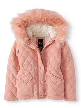 BHIP Quilted Fleece Jacket with Hood and Removable Fur Trim (Little and Big Girls)