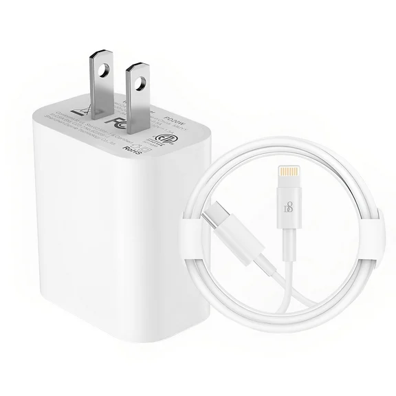For Apple I phone Lighting Charger USB C Wall Charger Fast Charging 20W PD ( MFI Certified) Adapter with 2Pcs 5FT Lighting Cable Compatible with iPhone 13/13 Pro/12/12 Pro,11/10/X X