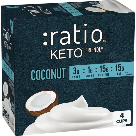 Ratio Yogurt Cultured Dairy Snack, Coconut, 1g Sugar, 1 LB 5.2 OZ (4 Cups)