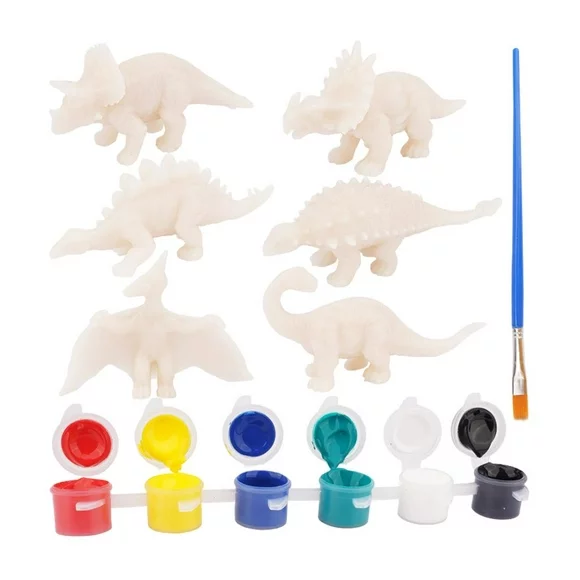 Dinosuar Toys for Kids Painting , Miniature Dinosaur , Dinosaur Arts and Crafts for Kids, Painting Dinosaur with Paint and Brushes