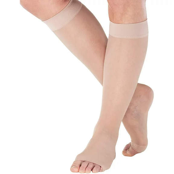 Made in USA - Extra Wide Womens Compression Knee Hi 15-20mmHg - Nude, 3XL
