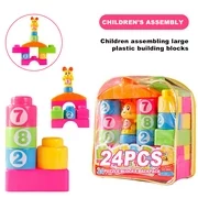 LNKOO 24 Pieces DIY Building Blocks Toy Colorful Plastic Puzzle Construction Playset Creative Educational Stacking Blocks Toys Set for Kids Boys Girls-Creative Games & Fun Activity
