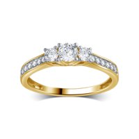 1/2 Carat T.W. Round Diamond 10kt White Gold 3-Stone Plus Engagement Ring, I-J/I2-I3