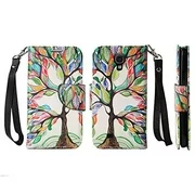 Galaxy S4 Case, Wrist Strap Magnetic Fold[Kickstand] Pu Leather Wallet Case with ID & Credit Card Slots For Galaxy S4 - Vibrant Tree