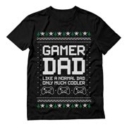 Tstars Mens Ugly Christmas Sweater Gift for Husband Gamer Dad Gift for Fathers Cool Dad's Gaming Christmas Holiday Shirts Xmas Party Funny Humor Christmas Gifts for Him T Shirt Ugly Xmas Sweater