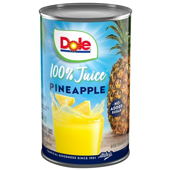 Dole All Natural 100% Pineapple Juice, 46 fl oz Can