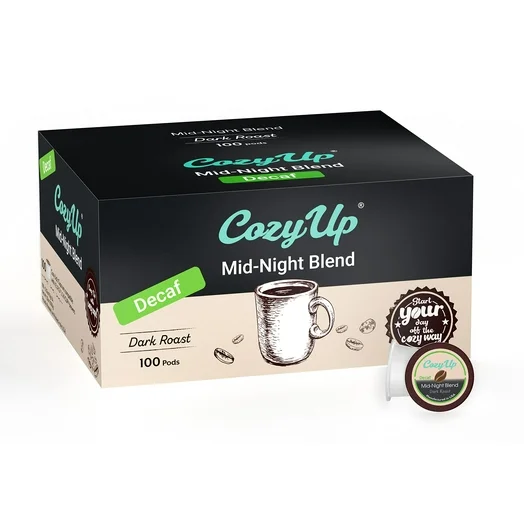 CozyUp Decaf Midnight Dessert Blend, Single-Serve Coffee Pods Compatible with Keurig K-Cup Brewers, Dark Roast Coffee, 100 Count