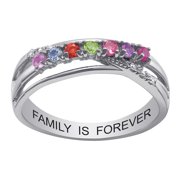 Family Jewelry Personalized Mother's Sterling Silver or Gold over Silver Genuine Birthstone and Diamond Accent Ring