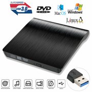 USB 3.0 External DVD Drive, Slim Portable CD DVD RW Drive Slim DVD/CD Rom Rewriter Burner Writer, High Speed Data Transfer for Laptop/Macbook/Desktop