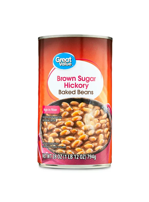 Great Value Brown Sugar Hickory Baked Beans, 28 oz Can