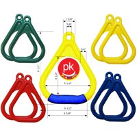 Playkids Trapeze Rings - Blue Green Yellow Red Safe Grip Handles for Trapeze Bar and Swing Set Playground
