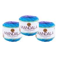 Lion Brand Yarn Mandala Thick & Quick Vortex Self-Striping Super Bulky Acrylic Multi-color Yarn 3 Pack